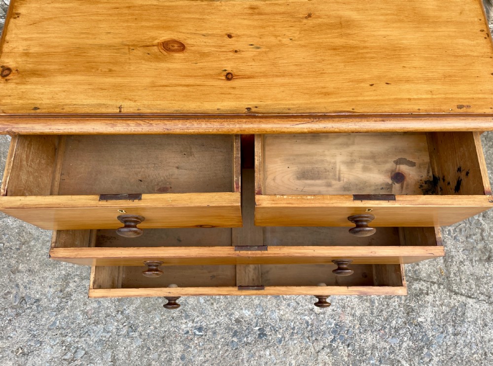Small Antique Stripped Pine Chest of Drawers View X