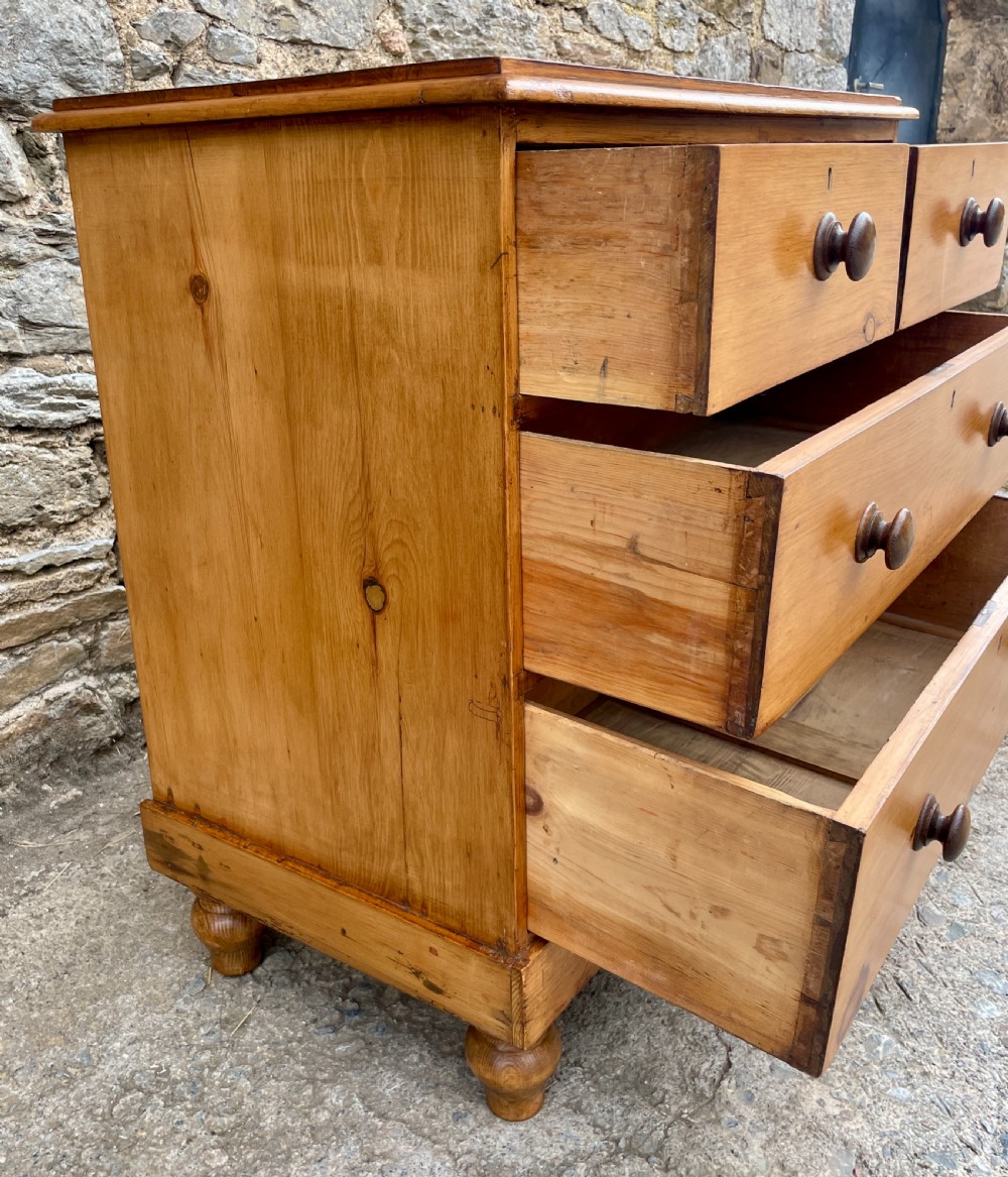 Small Antique Stripped Pine Chest of Drawers View XI