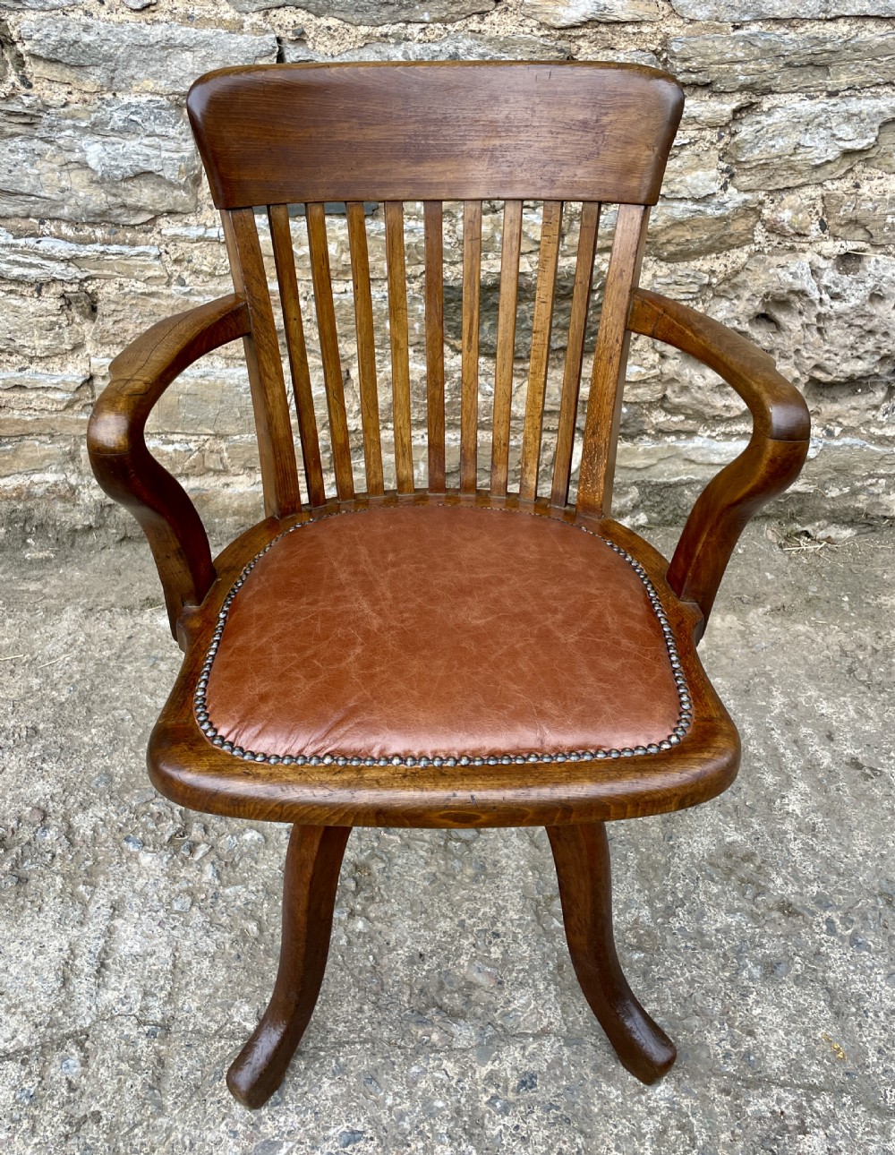 Antique Oak Swivel Desk Chair