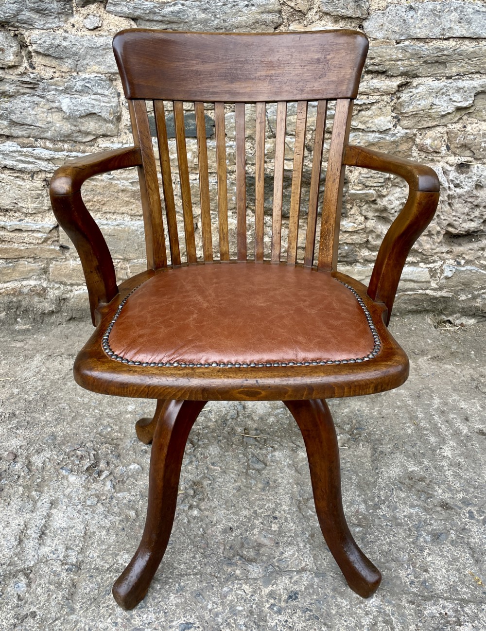 Antique Oak Swivel Desk Chair View II