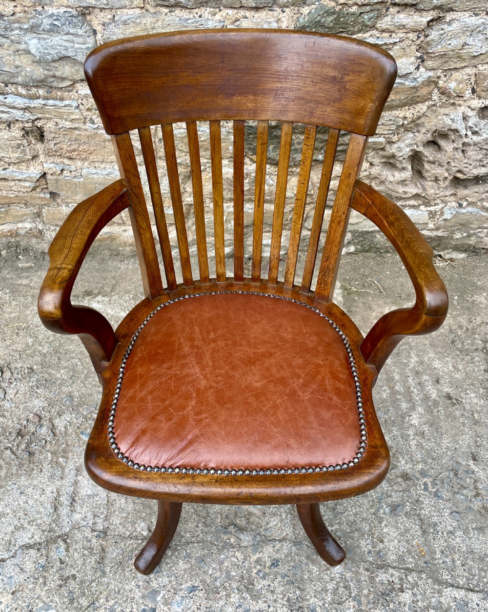 Antique Oak Swivel Desk Chair View III