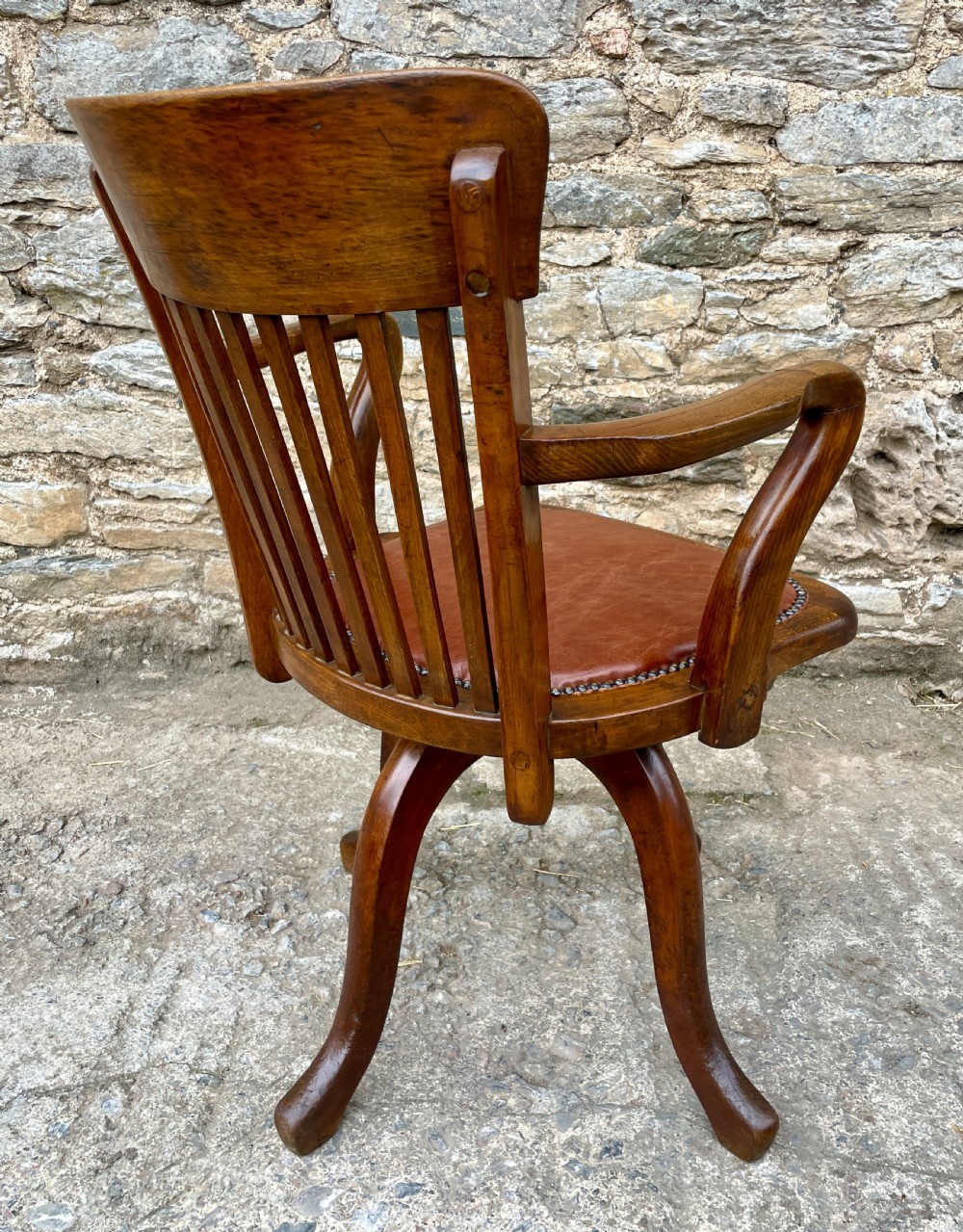 Antique Oak Swivel Desk Chair View V