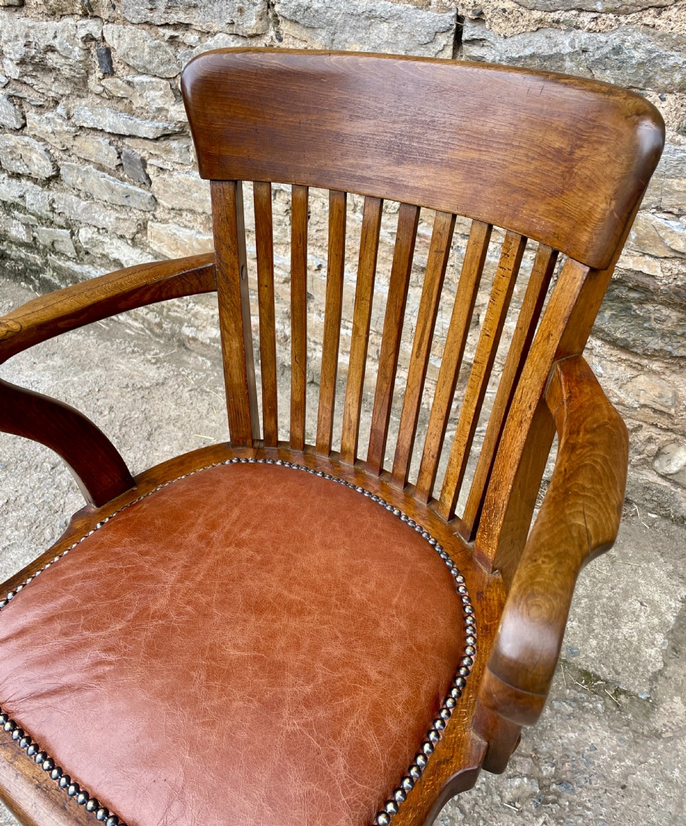 Antique Oak Swivel Desk Chair View VI