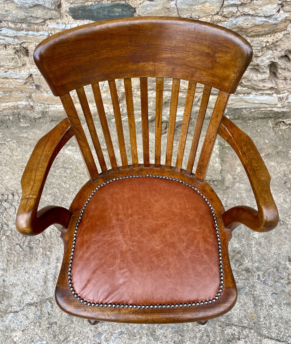 Antique Oak Swivel Desk Chair View VII