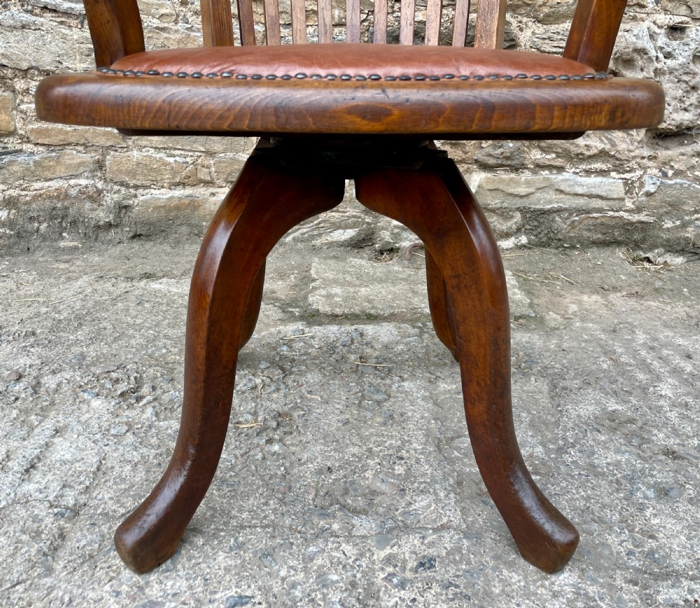 Antique Oak Swivel Desk Chair View IX