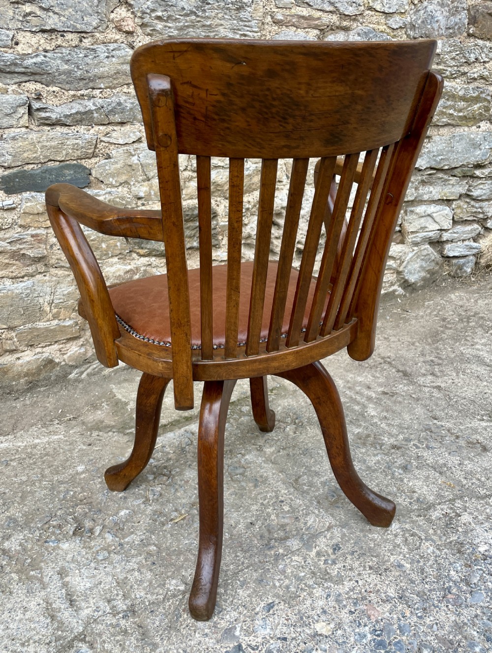 Antique Oak Swivel Desk Chair View XIII
