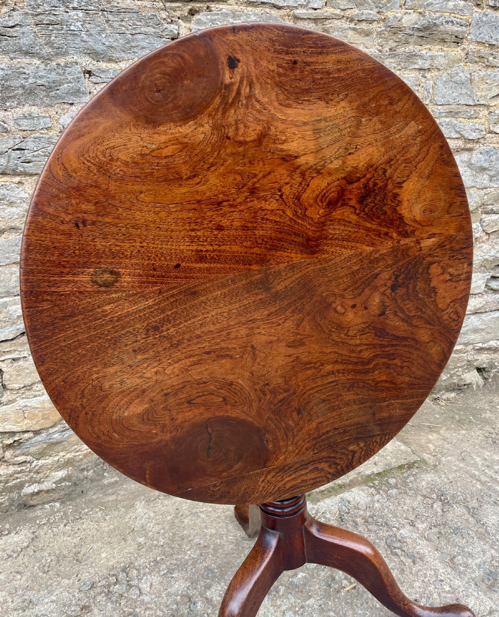 Georgian Elm and Oak Tilt Top Occasional Table
 View III