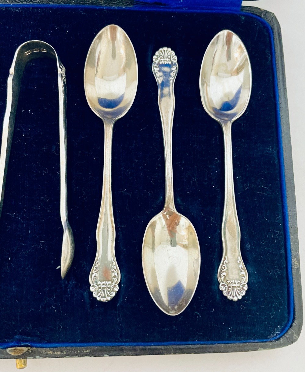 Set of 6 Silver Teaspoons and Tongs View VI