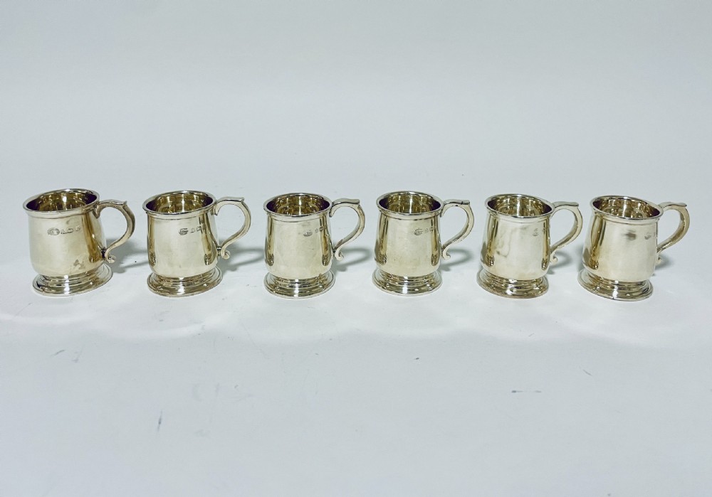 Set of 6 Miniature Silver Tankards View VIII