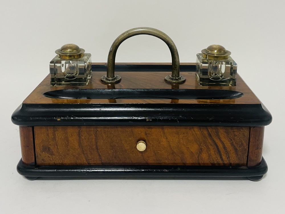 Antique Desk Stand with Two Inkwells