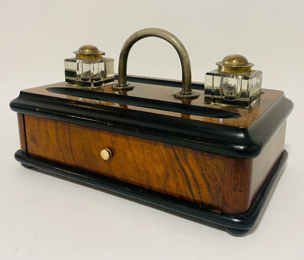 Antique Desk Stand with Two Inkwells View III