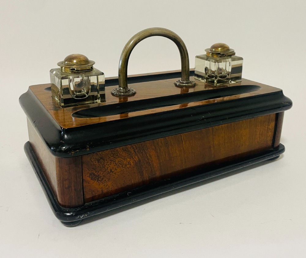 Antique Desk Stand with Two Inkwells View IV