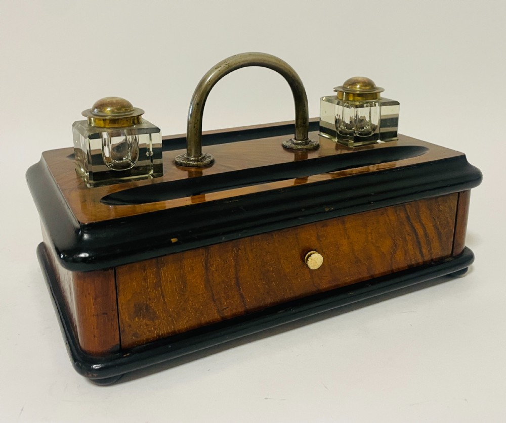 Antique Desk Stand with Two Inkwells View V