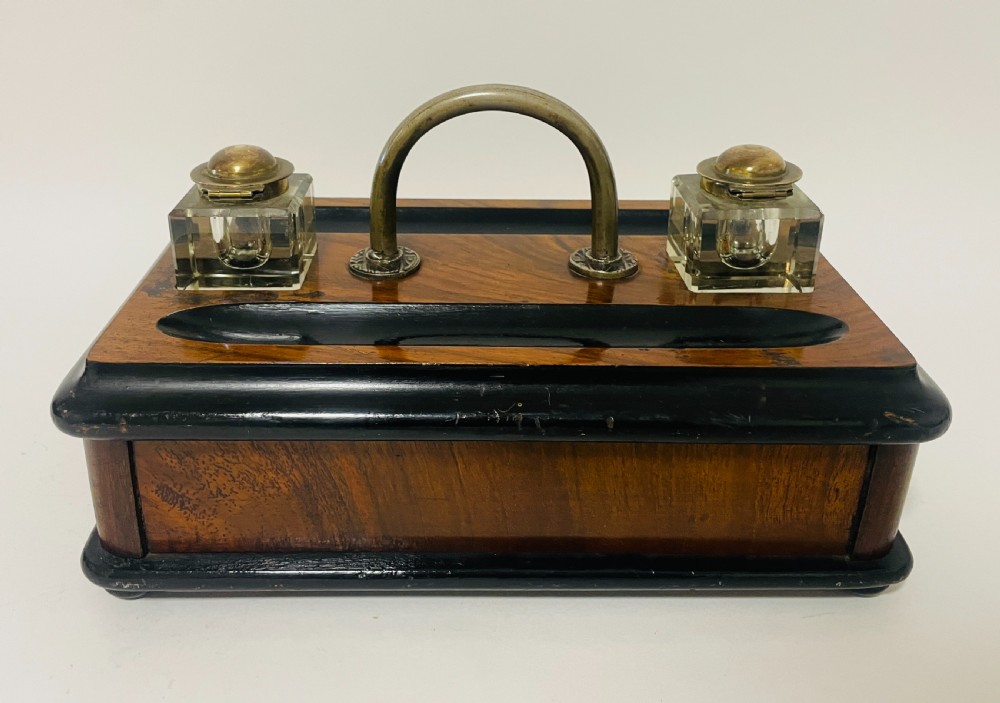 Antique Desk Stand with Two Inkwells View VI