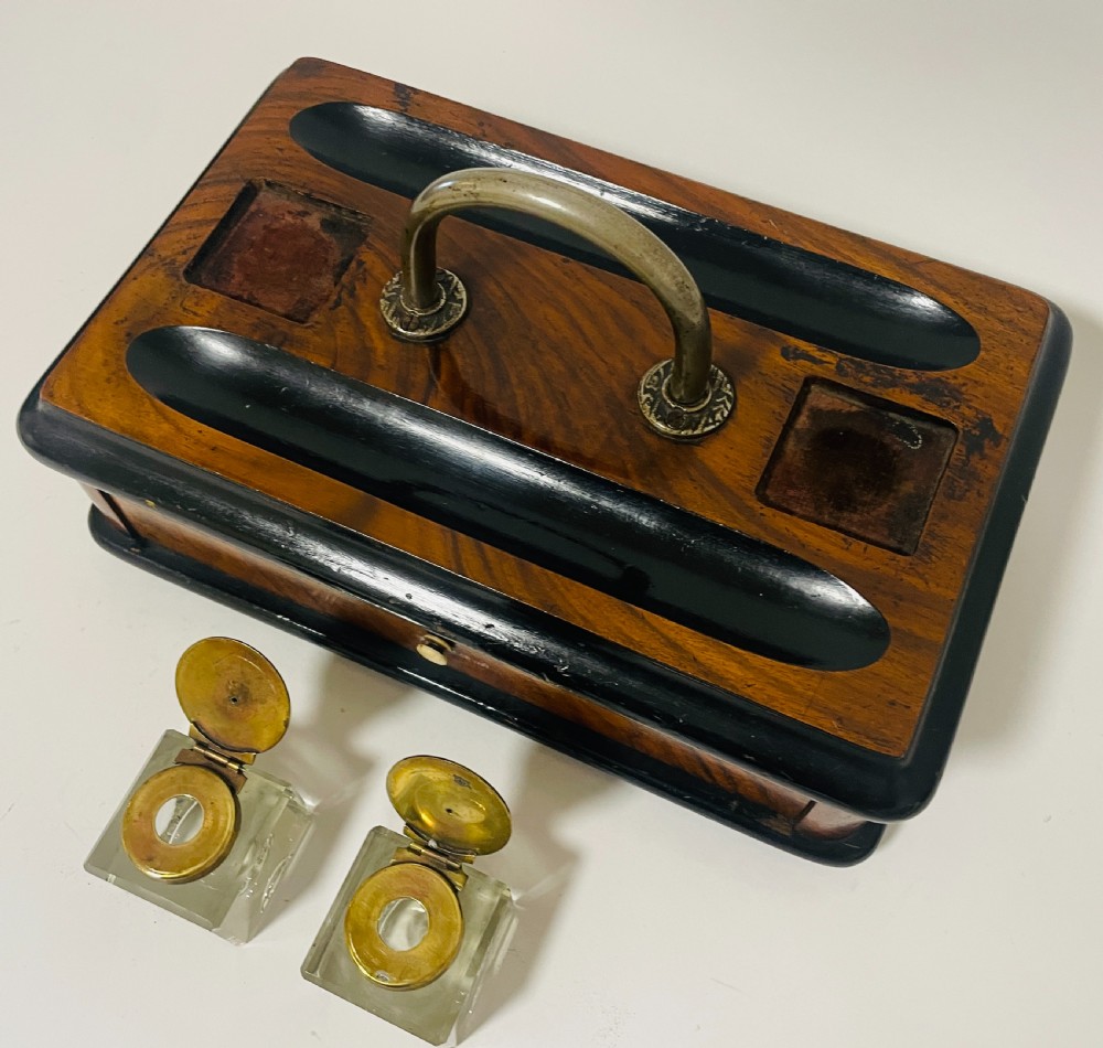 Antique Desk Stand with Two Inkwells View VII