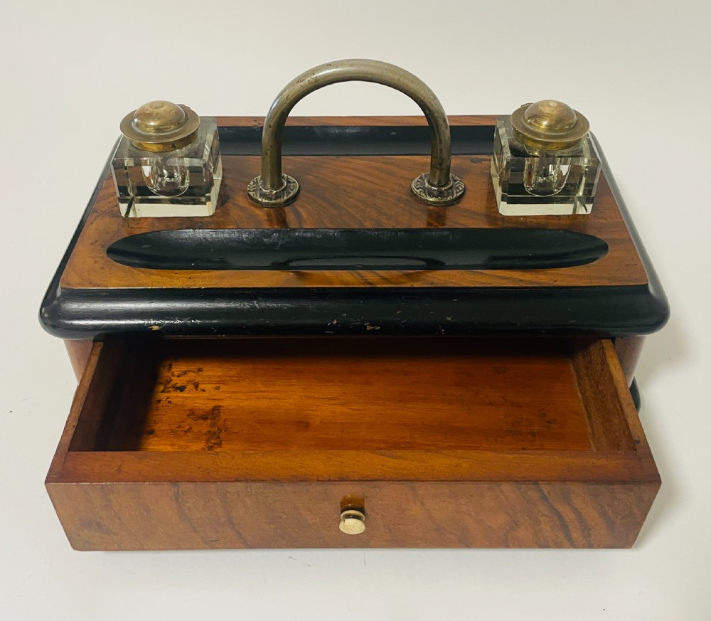 Antique Desk Stand with Two Inkwells View VIII