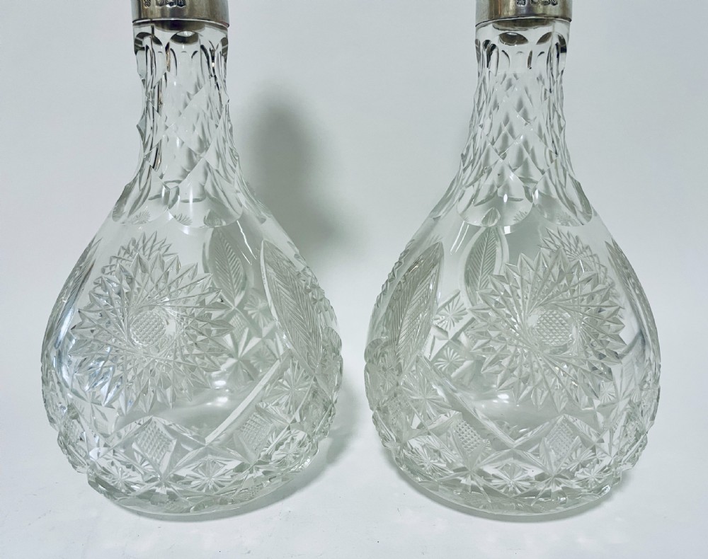 Pair of Silver Mounted Cut Glass Decanters View V