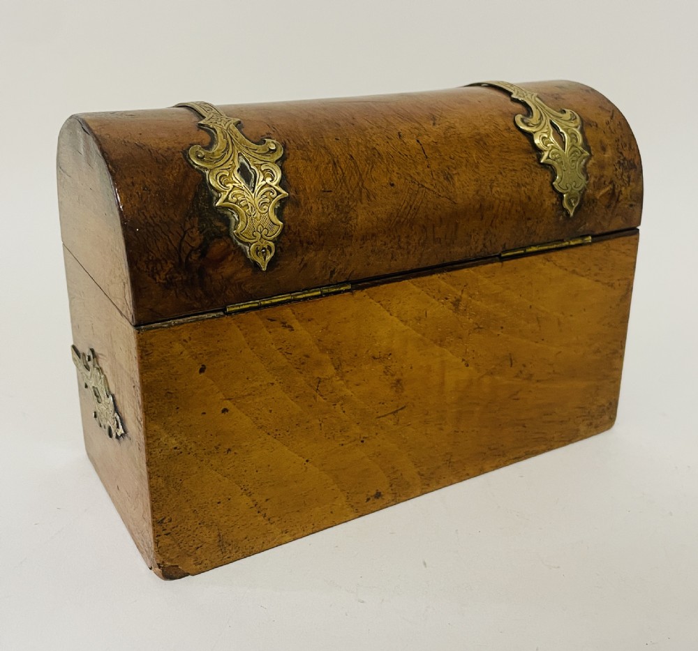Antique Walnut Brass Bound Stationery Box View V
