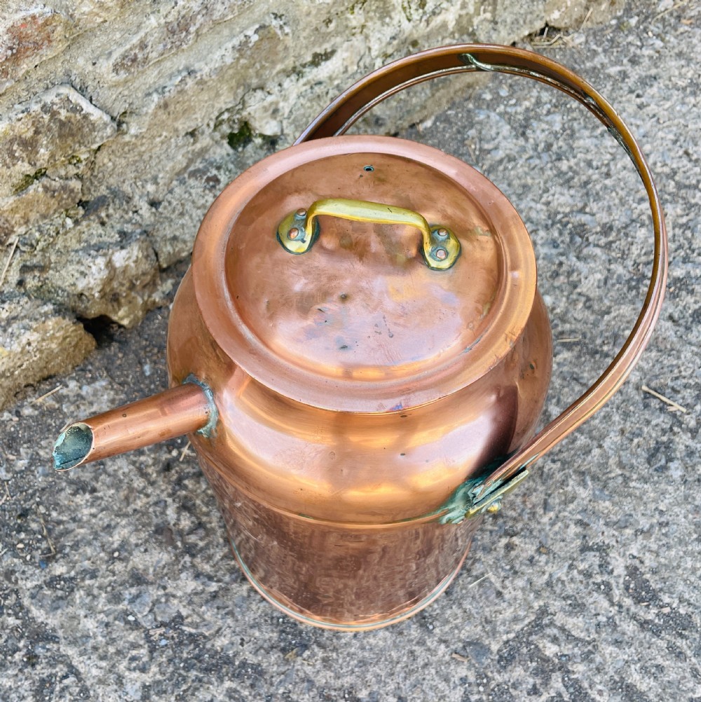Antique Copper Milk Pail View V