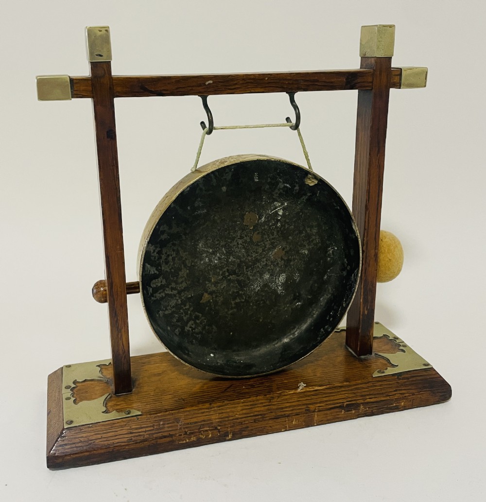 Antique Oak and Brass Dinner Gong View IV