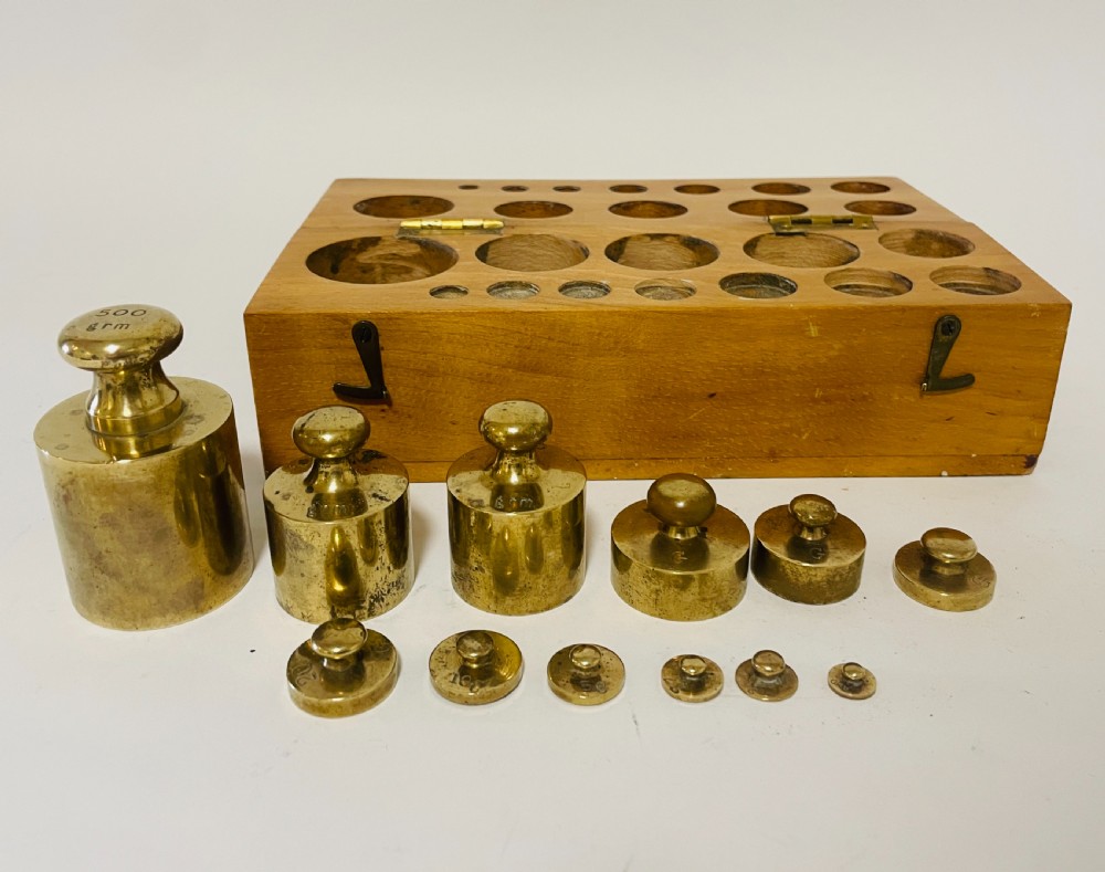 Complete Set of Brass Weights View III