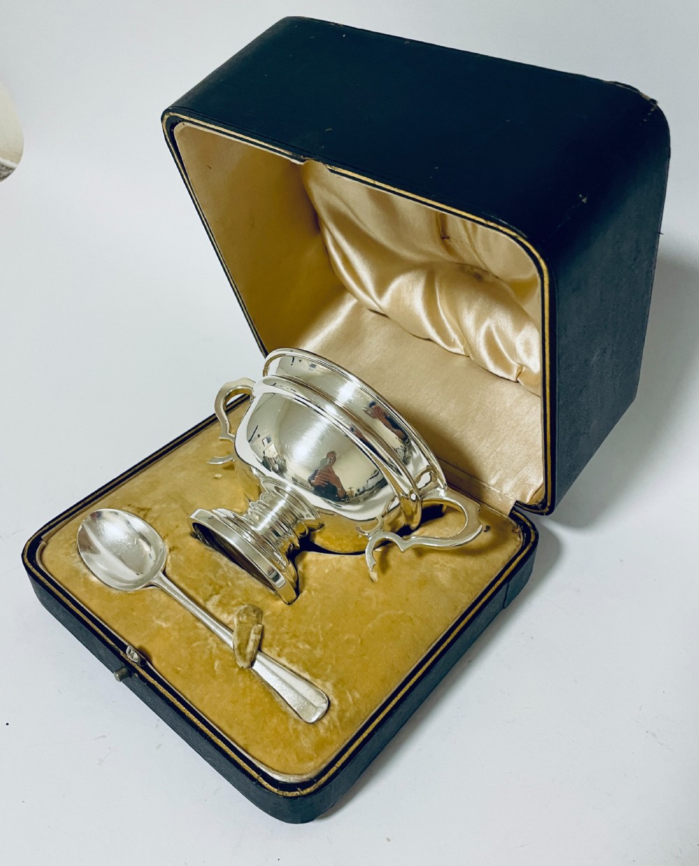 Antique Boxed Silver Christening Set View II