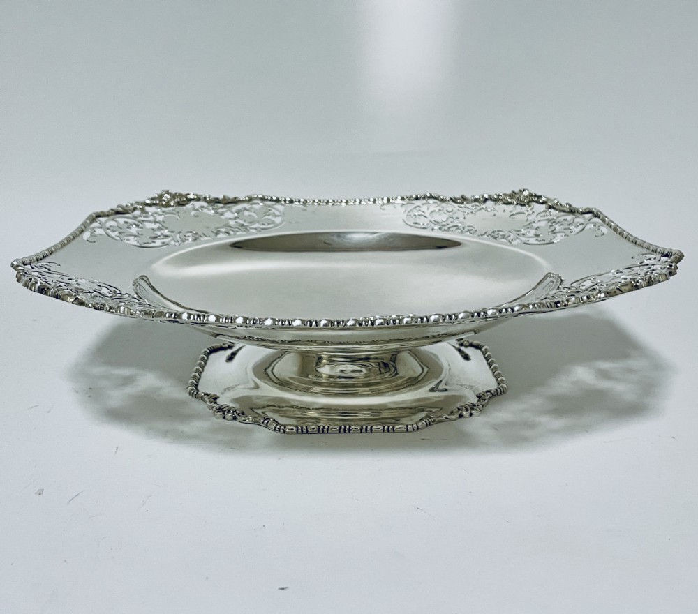 Large Antique Silver Pedestal Bowl View II