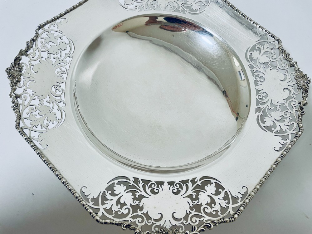 Large Antique Silver Pedestal Bowl View III