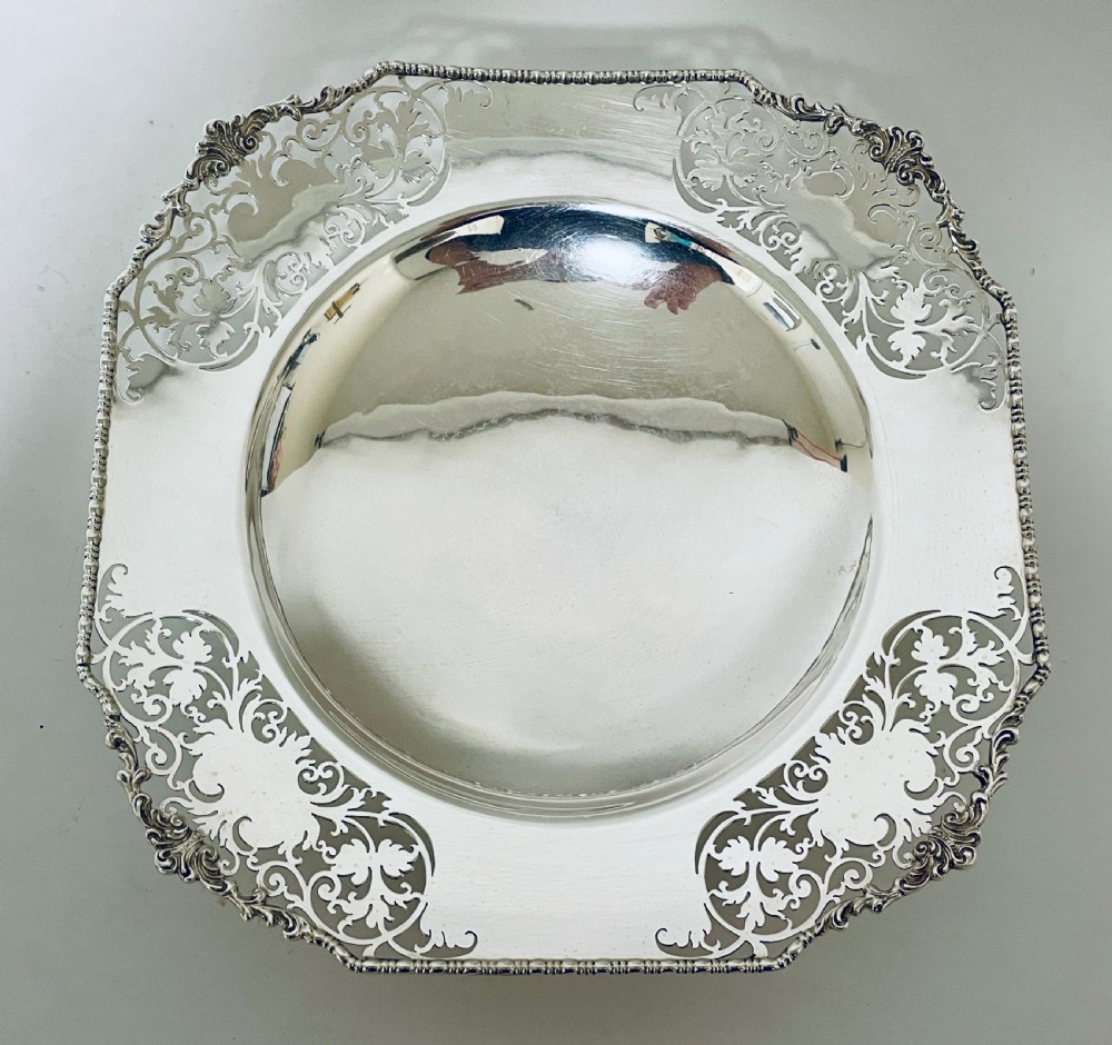 Large Antique Silver Pedestal Bowl View IV