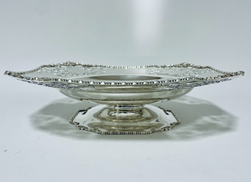 Large Antique Silver Pedestal Bowl View VII