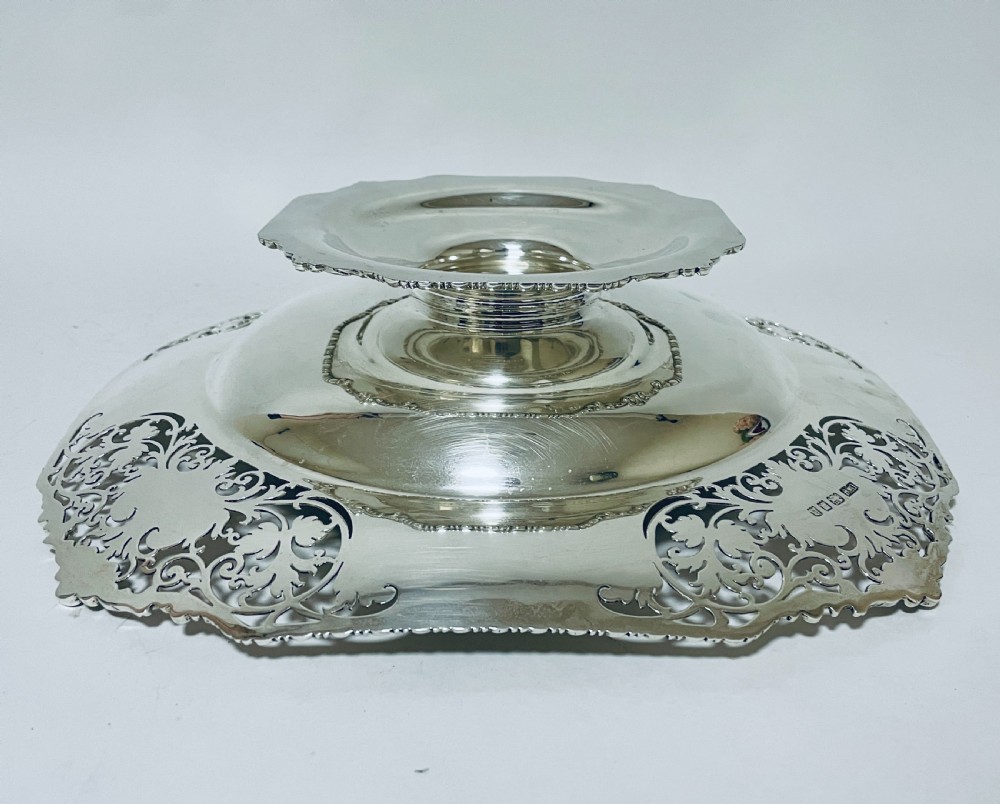 Large Antique Silver Pedestal Bowl View X