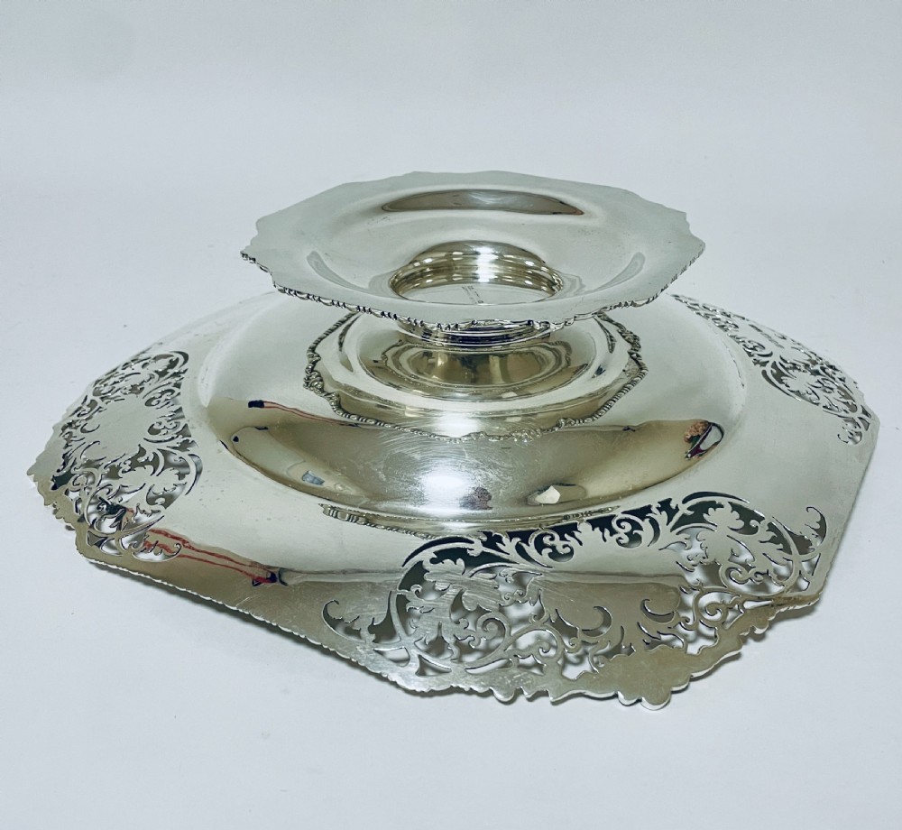 Large Antique Silver Pedestal Bowl View XI