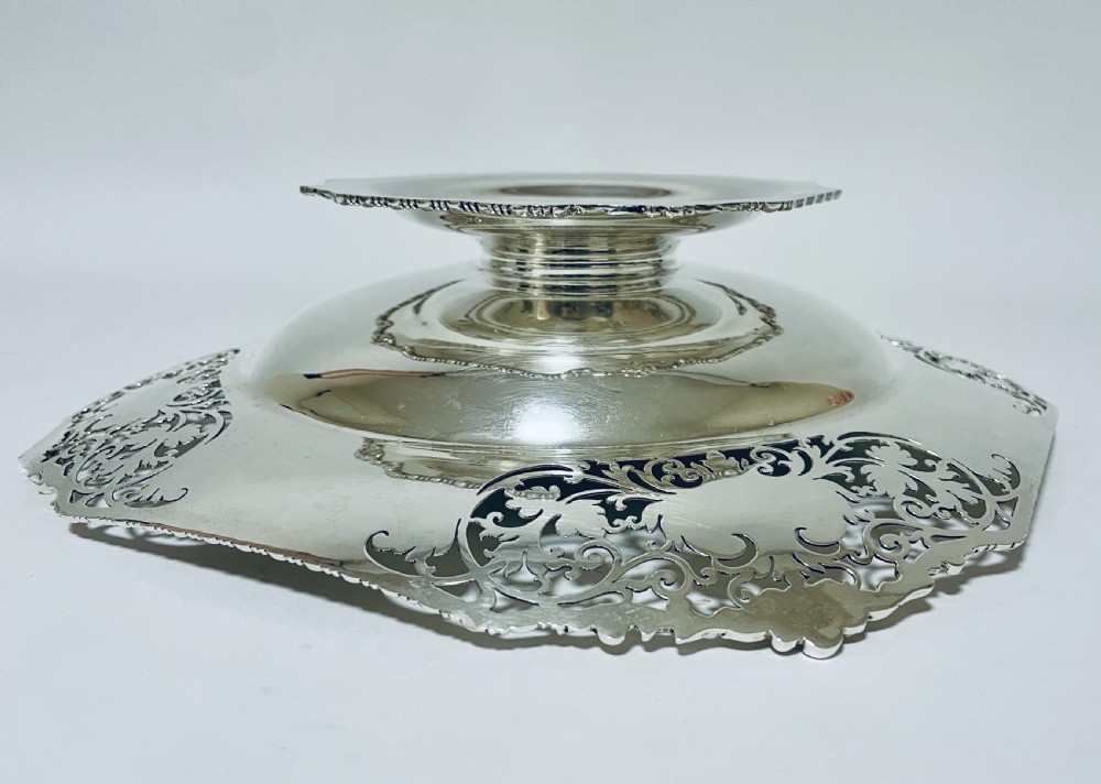 Large Antique Silver Pedestal Bowl View XII