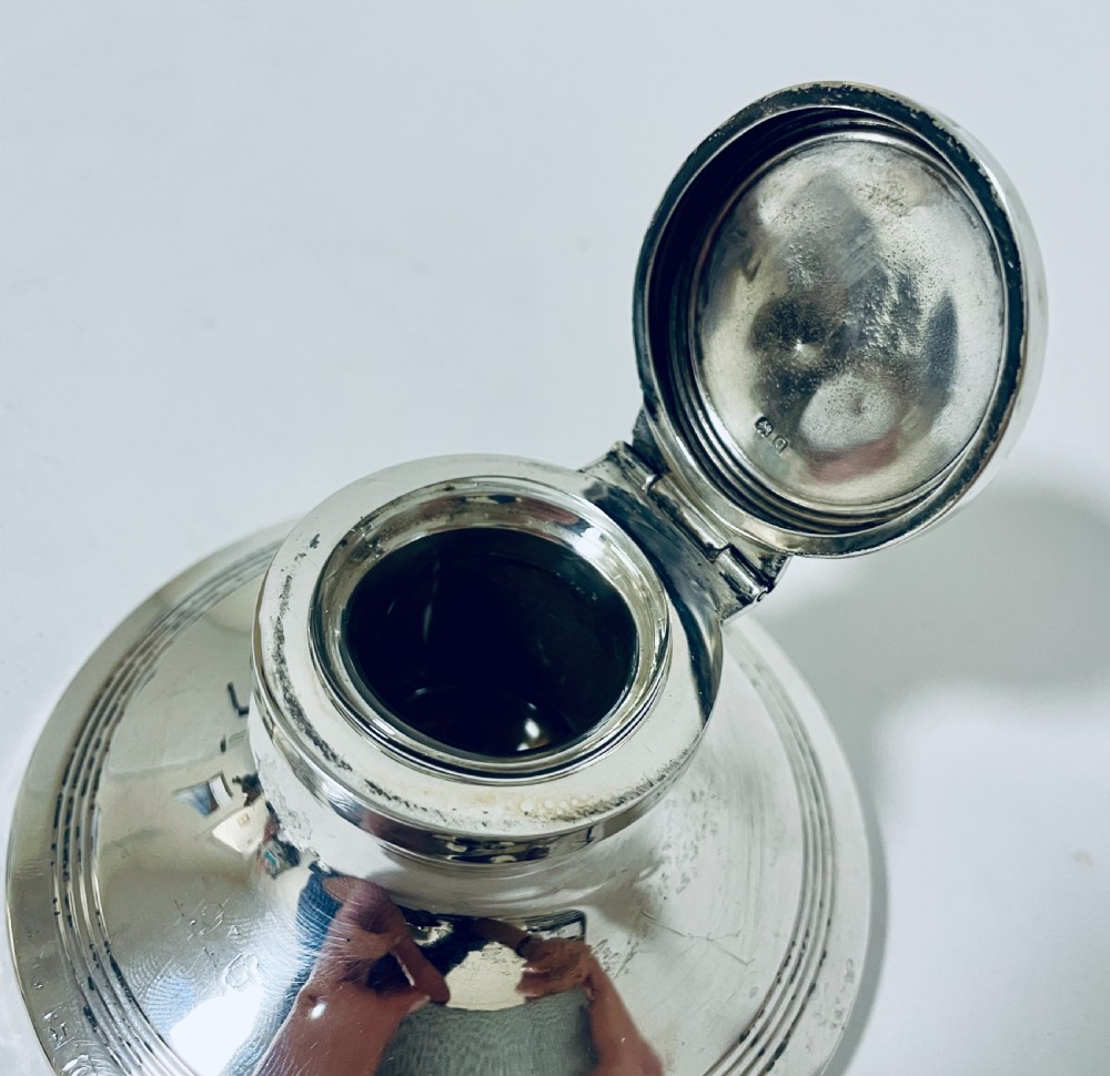 Antique Silver Capstan Inkwell View X