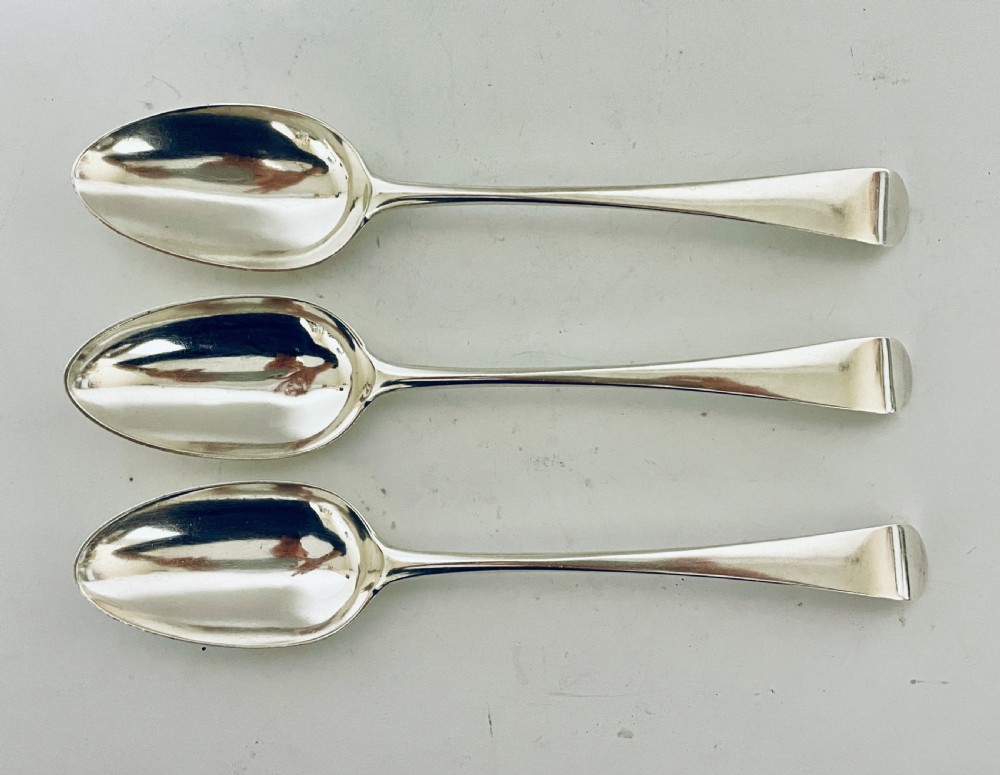 Set of 3 18th Century Silver Serving Spoons