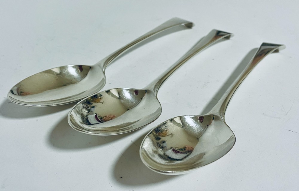 Set of 3 18th Century Silver Serving Spoons View V