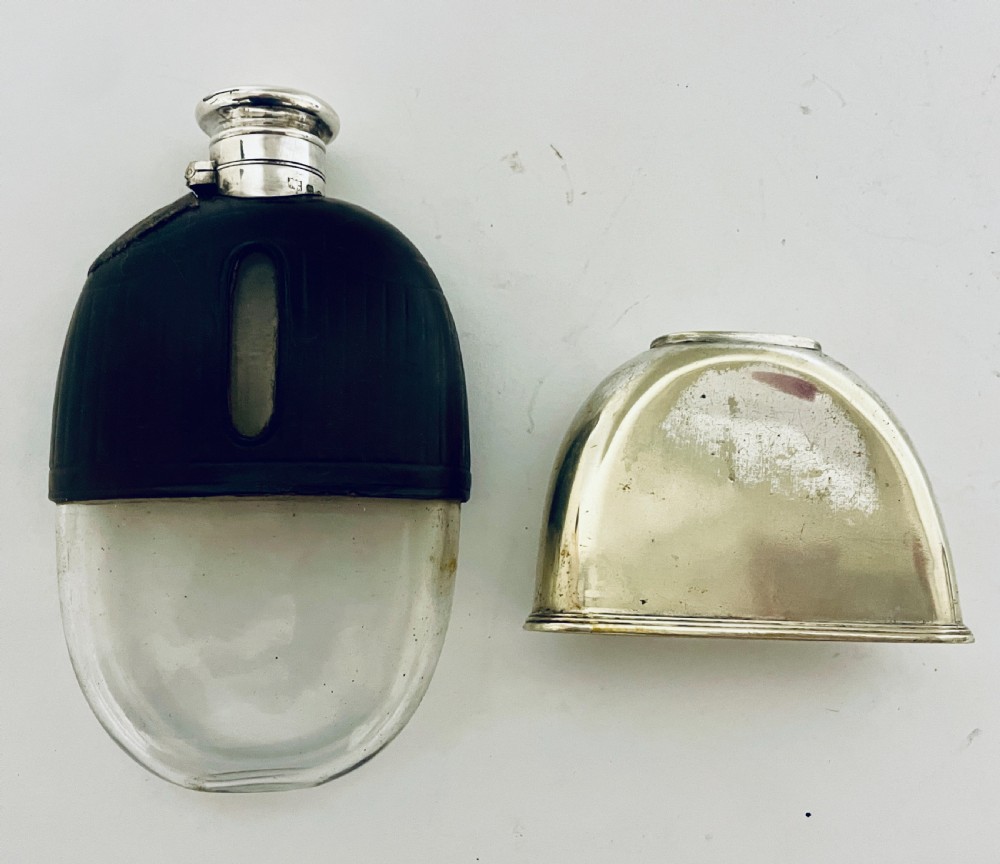Antique Silver Topped Hip Flask View IX