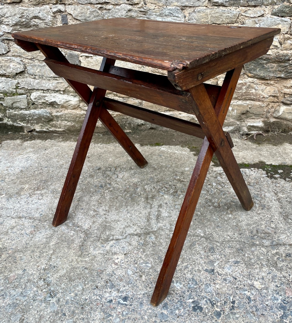 Antique Pine Folding School Desk View VI