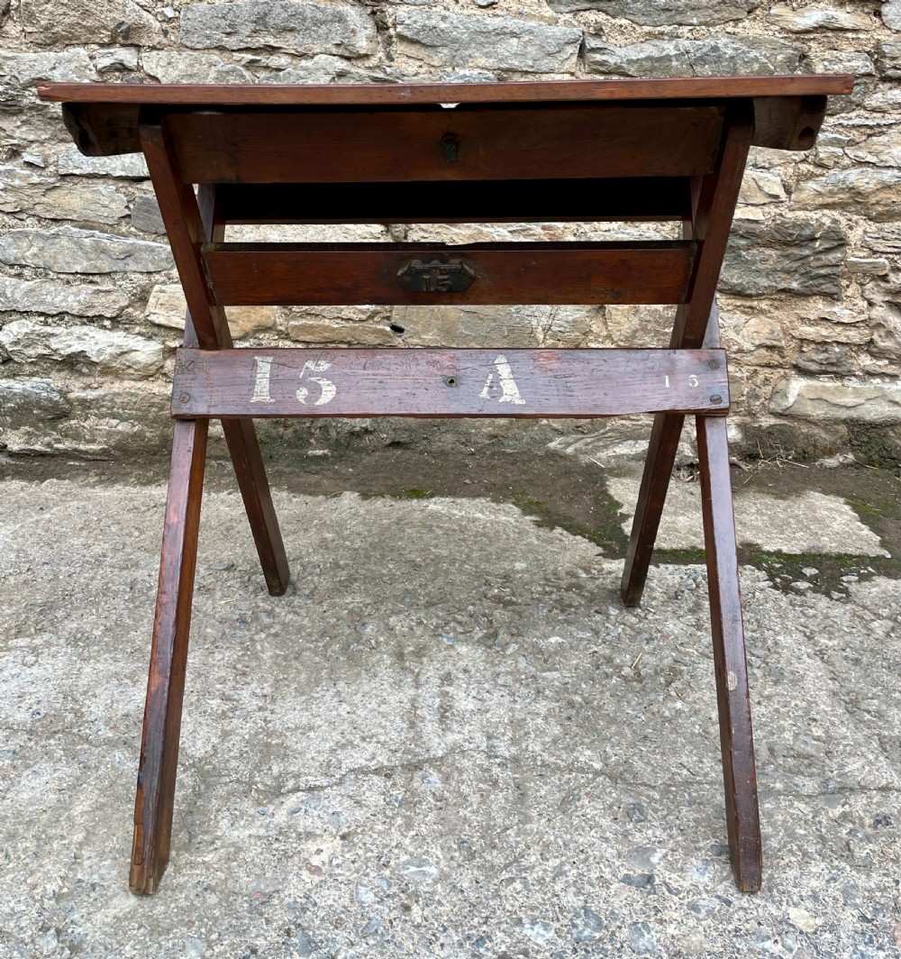 Antique Pine Folding School Desk View IX