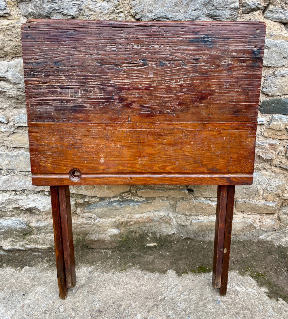 Antique Pine Folding School Desk View X