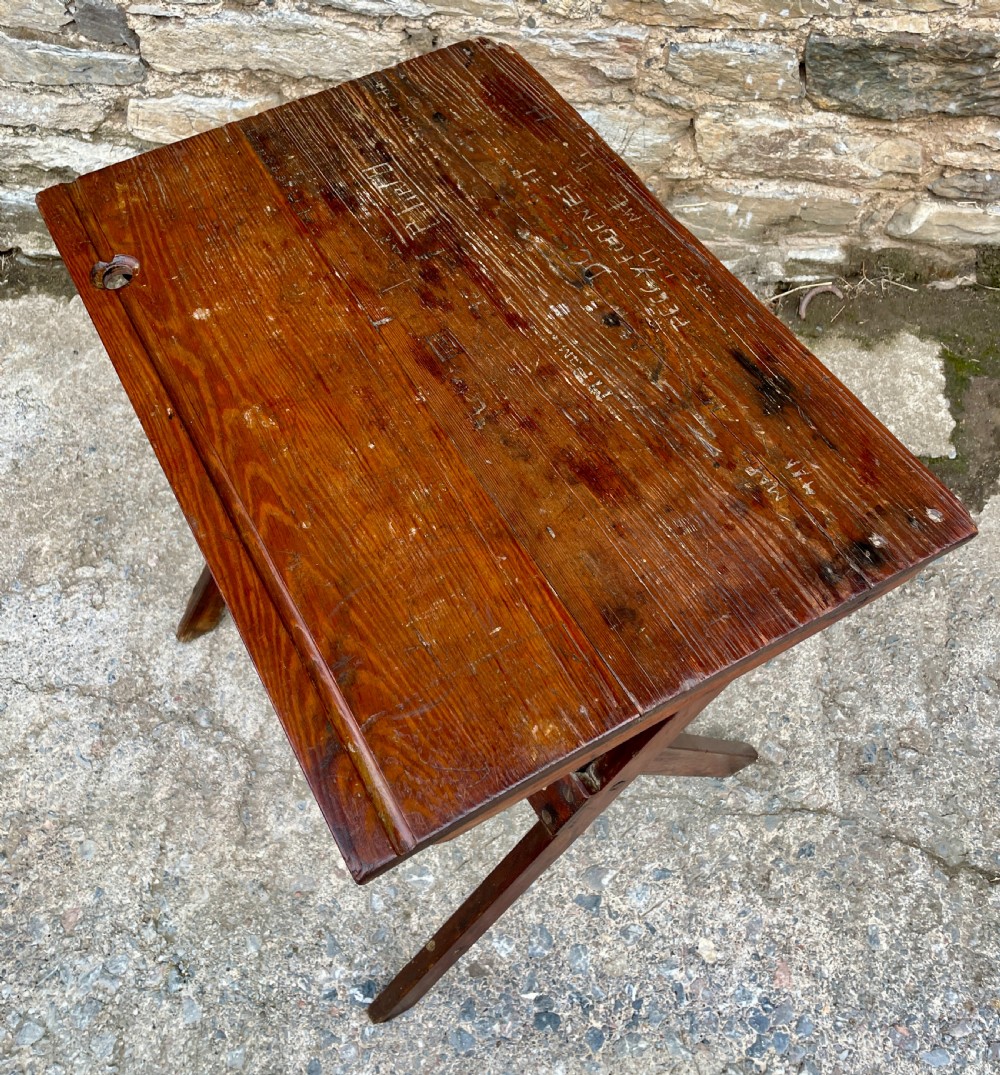 Antique Pine Folding School Desk View XII