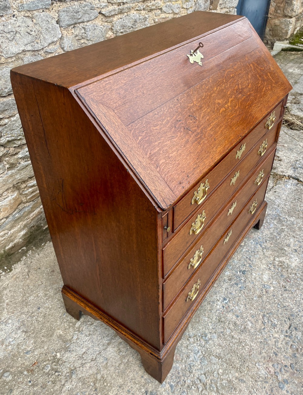 Large ?Georgian Oak Bureau with Secret Drawers View VI