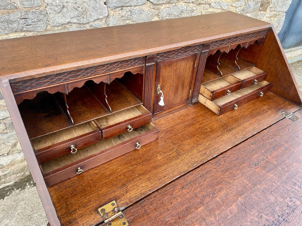 Large ?Georgian Oak Bureau with Secret Drawers View IX