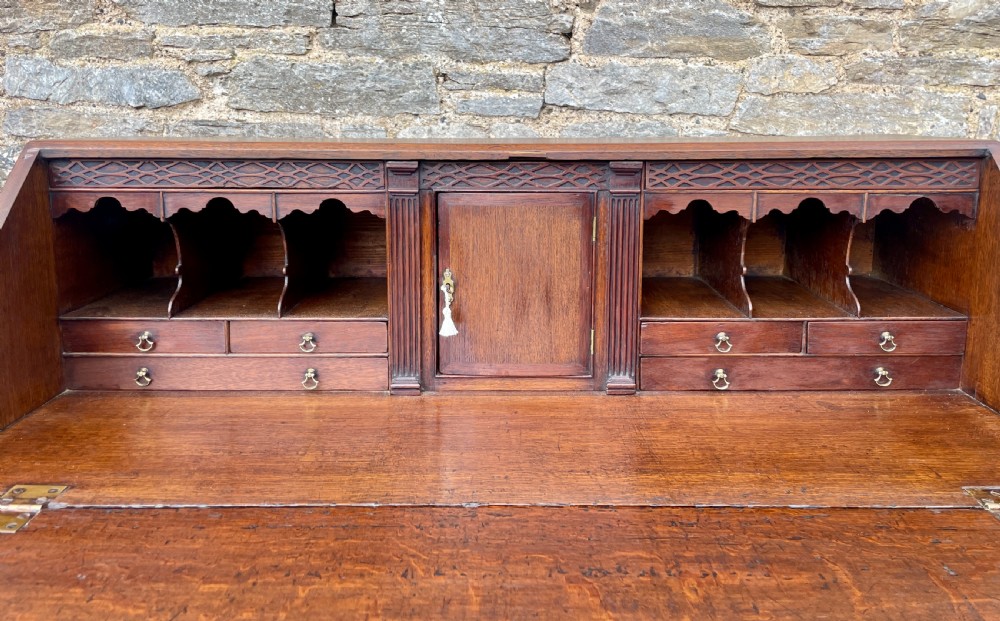 Large ?Georgian Oak Bureau with Secret Drawers View X