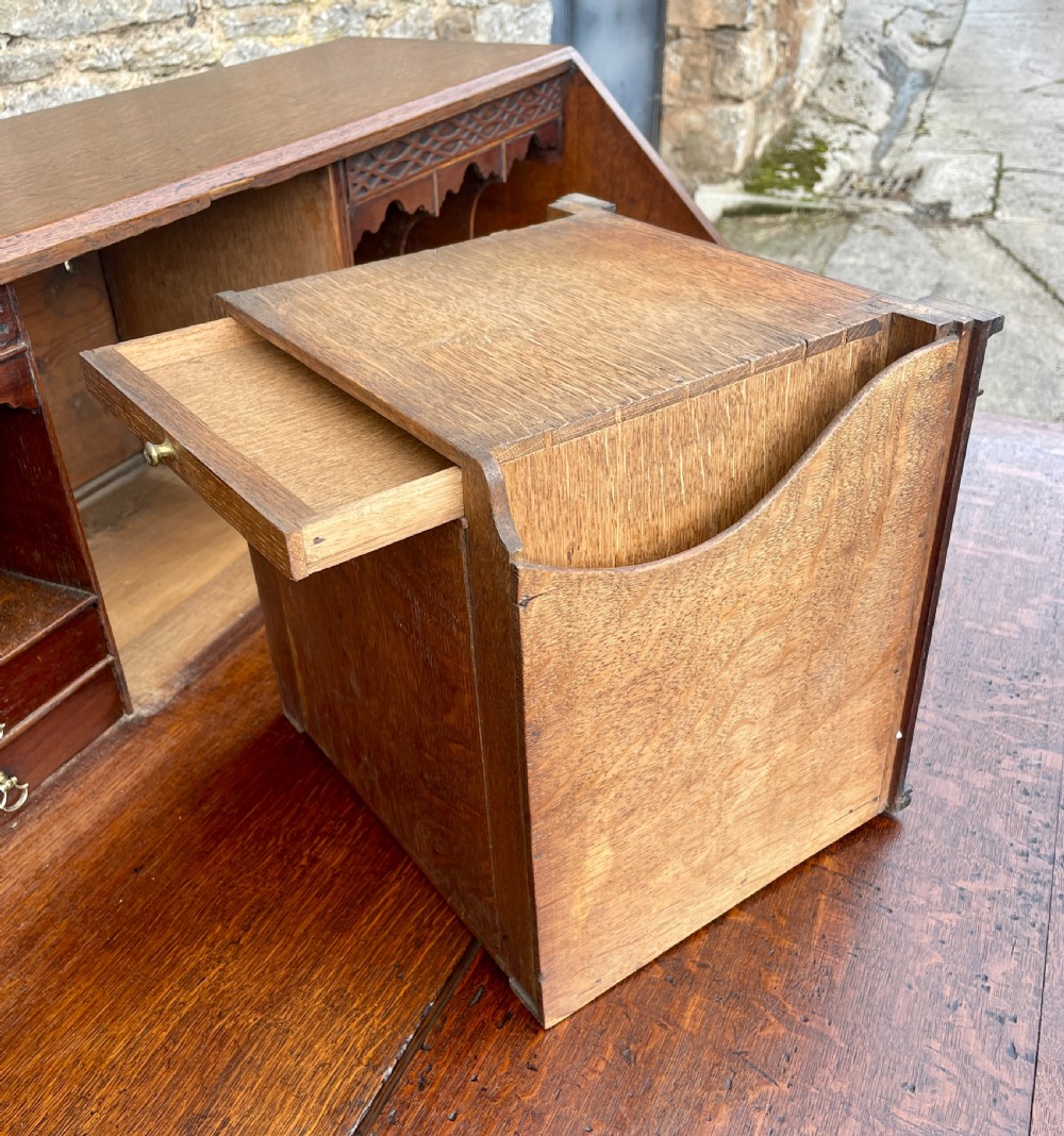 Large ?Georgian Oak Bureau with Secret Drawers View XIII