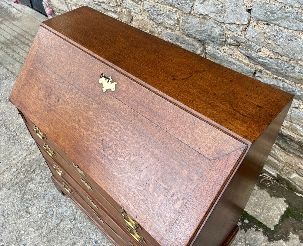 Large ?Georgian Oak Bureau with Secret Drawers View XX