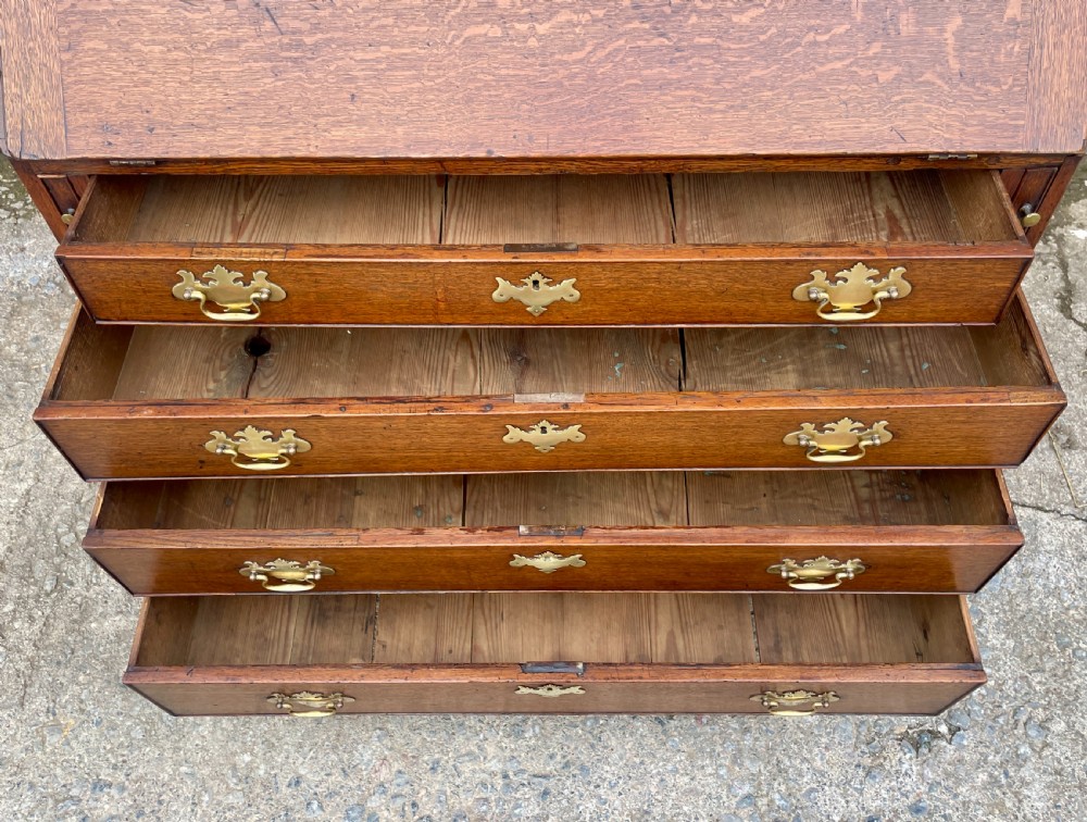 Large ?Georgian Oak Bureau with Secret Drawers View XXII