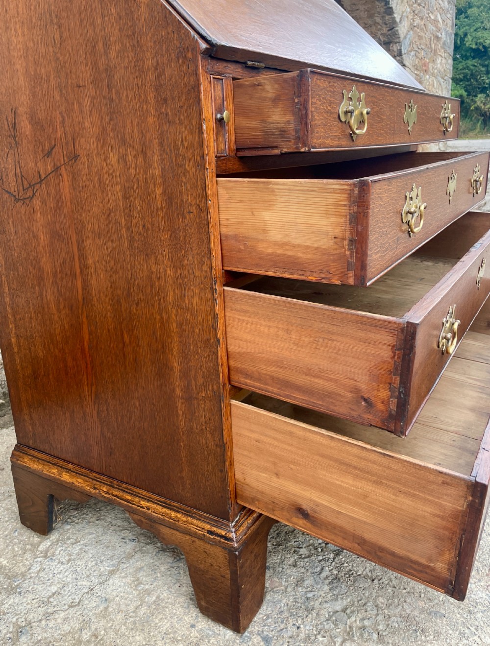 Large ?Georgian Oak Bureau with Secret Drawers View XXIII