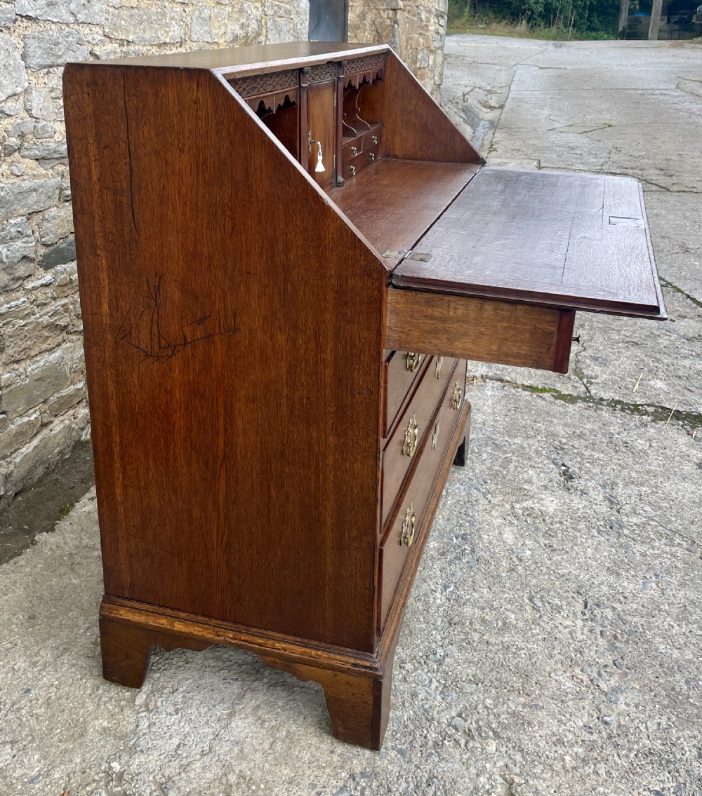 Large ?Georgian Oak Bureau with Secret Drawers View XXIV