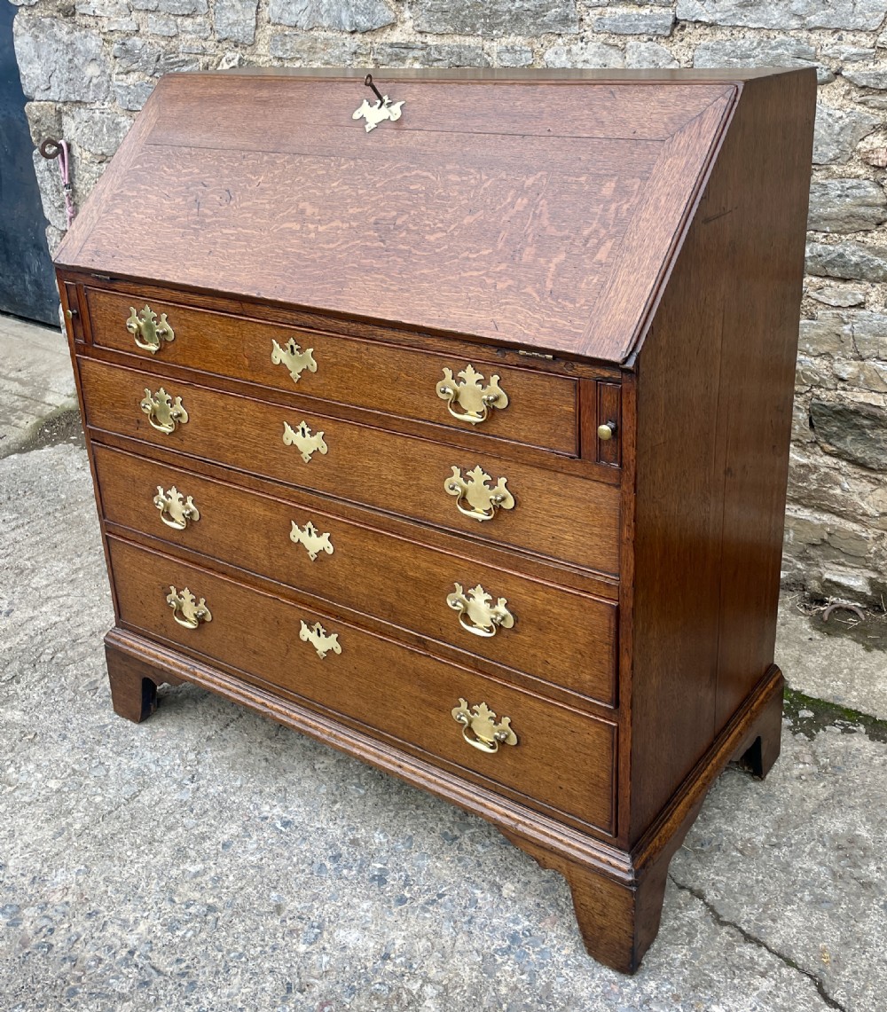 Large ?Georgian Oak Bureau with Secret Drawers View XXIX